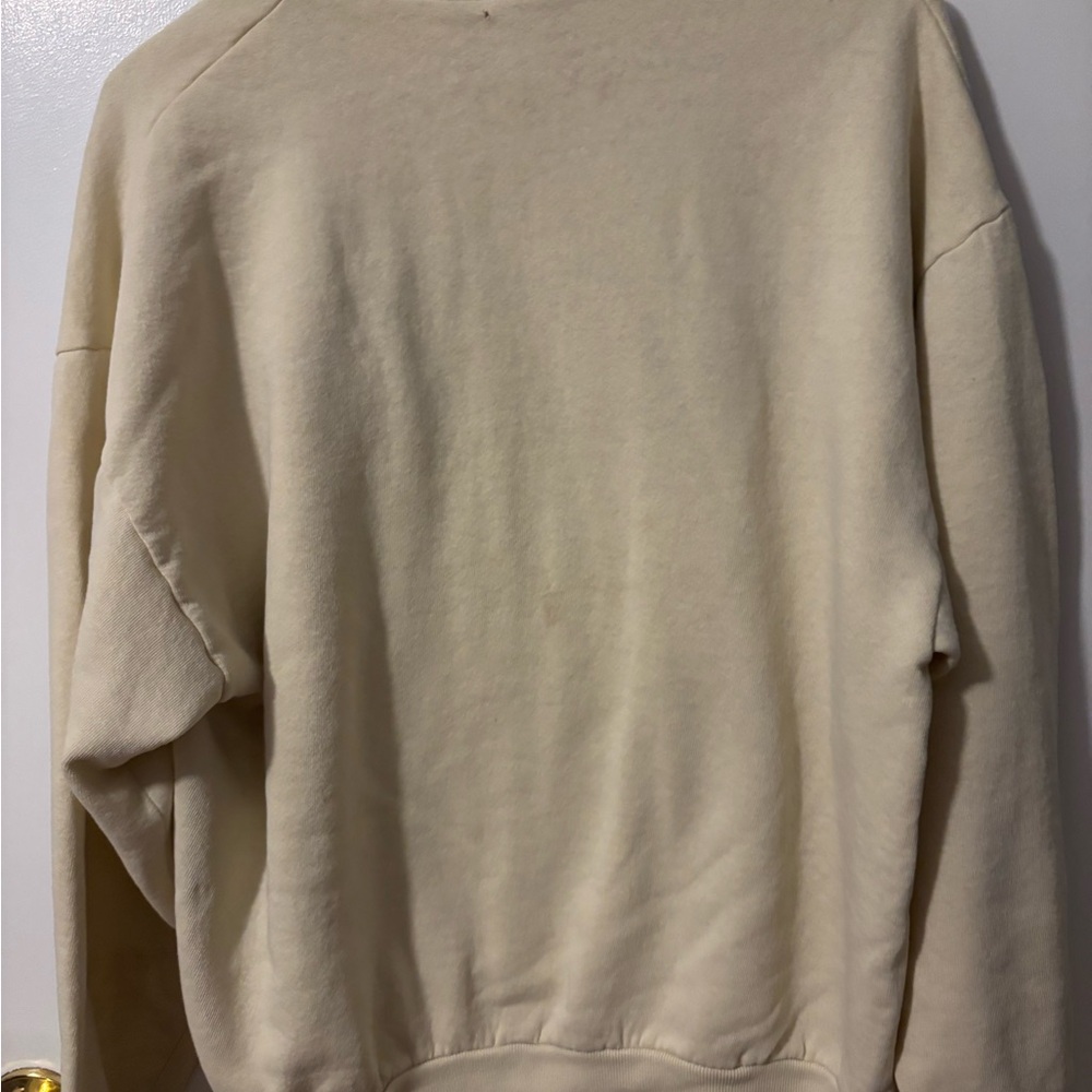 Grandmacore Cozy Chunky Top Stitch Cream Sweatshirt - Picture 6 of 8